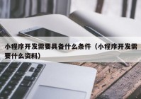 小程序开发需要具备什么条件（小程序开发需要什么资料）